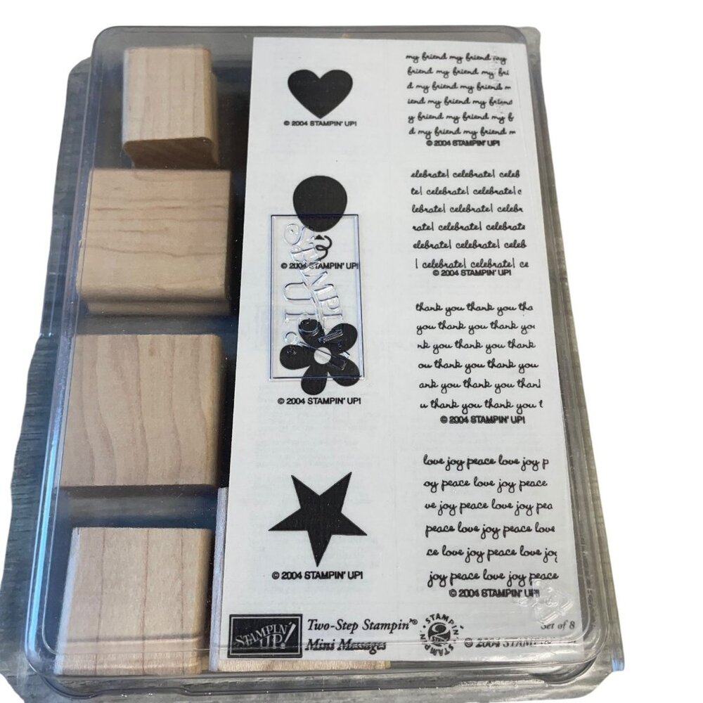 Stampin' Up! Two-Step Stampin' Mini Messages‎ Wood Mounted Stamp Set Sentiment
